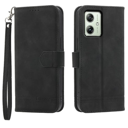 DIERFENG DF-03 For Motorola Moto G54 5G Case Slim-Fit Phone Shell Imprinted PU Leather Wallet Stand Cover