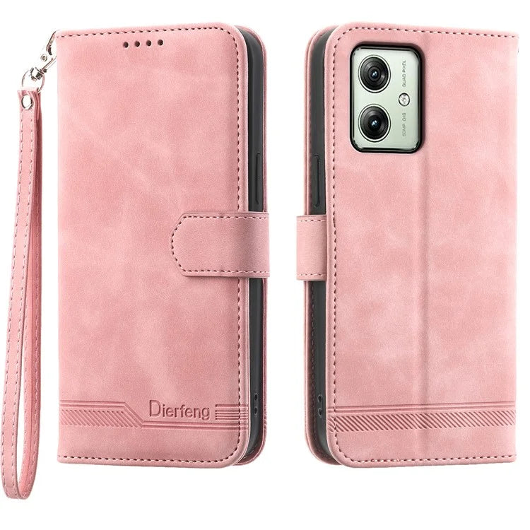 DIERFENG DF-03 For Motorola Moto G54 5G Case Slim-Fit Phone Shell Imprinted PU Leather Wallet Stand Cover