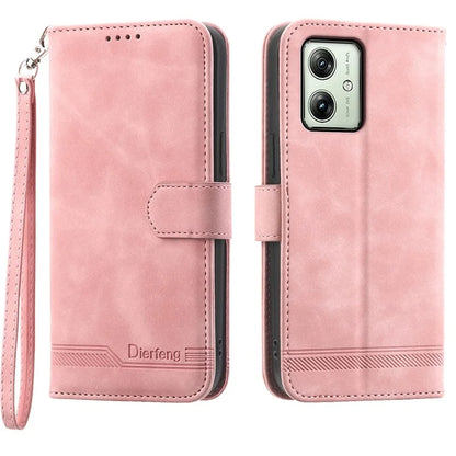 DIERFENG DF-03 For Motorola Moto G54 5G Case Slim-Fit Phone Shell Imprinted PU Leather Wallet Stand Cover
