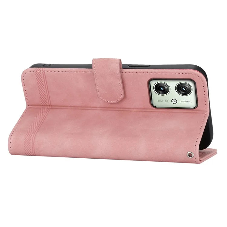 DIERFENG DF-03 For Motorola Moto G54 5G Case Slim-Fit Phone Shell Imprinted PU Leather Wallet Stand Cover