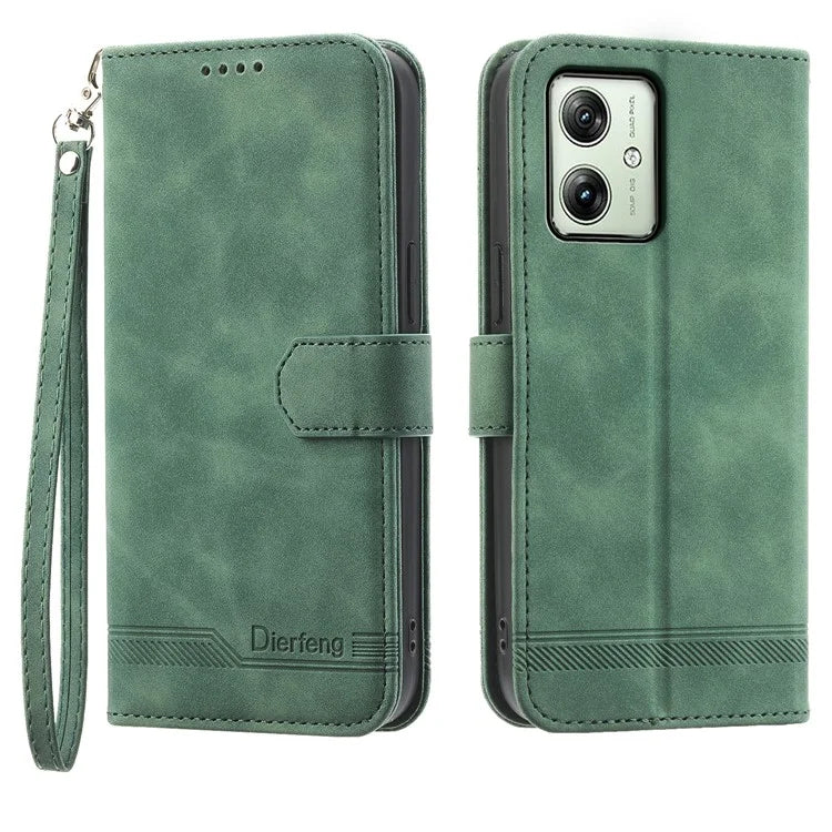 DIERFENG DF-03 For Motorola Moto G54 5G Case Slim-Fit Phone Shell Imprinted PU Leather Wallet Stand Cover