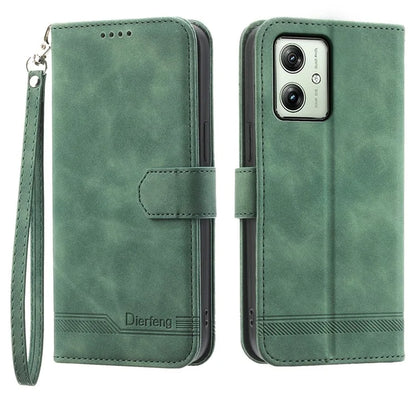 DIERFENG DF-03 For Motorola Moto G54 5G Case Slim-Fit Phone Shell Imprinted PU Leather Wallet Stand Cover