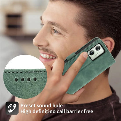DIERFENG DF-03 For Motorola Moto G54 5G Case Slim-Fit Phone Shell Imprinted PU Leather Wallet Stand Cover