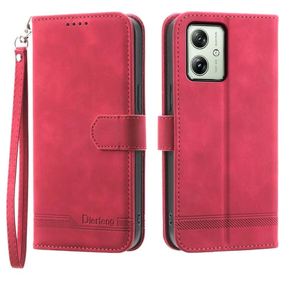 DIERFENG DF-03 For Motorola Moto G54 5G Case Slim-Fit Phone Shell Imprinted PU Leather Wallet Stand Cover