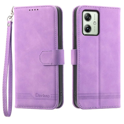 DIERFENG DF-03 For Motorola Moto G54 5G Case Slim-Fit Phone Shell Imprinted PU Leather Wallet Stand Cover
