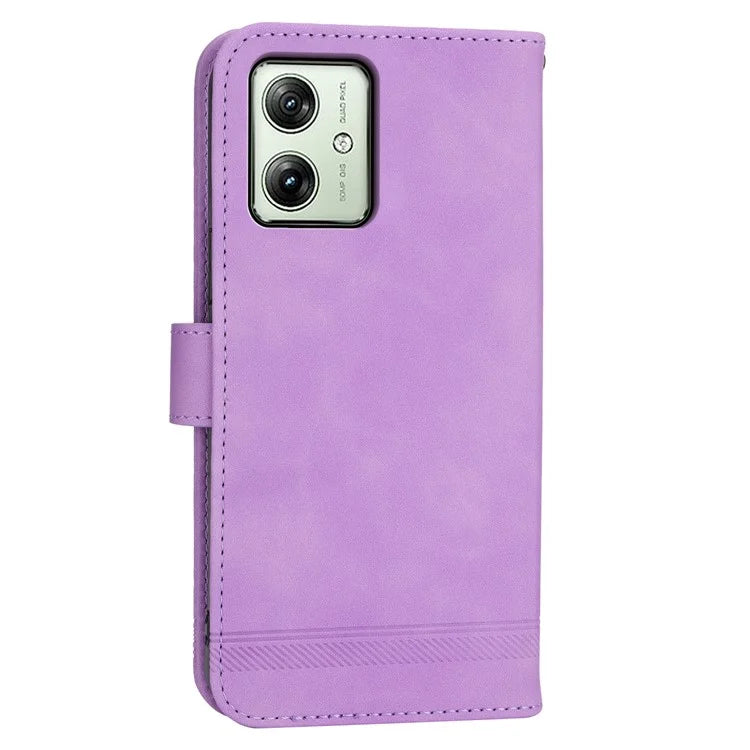DIERFENG DF-03 For Motorola Moto G54 5G Case Slim-Fit Phone Shell Imprinted PU Leather Wallet Stand Cover