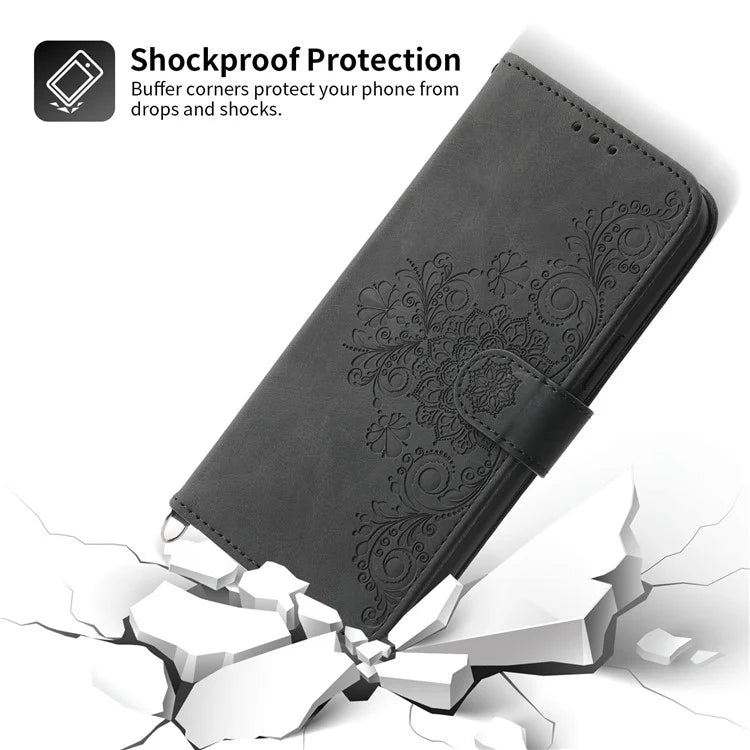 For Oppo A58 4G Case Wallet Skin-touch Phone Cover with Hand Strap + Shoulder Strap