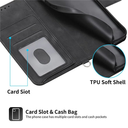For Oppo A58 4G Case Wallet Skin-touch Phone Cover with Hand Strap + Shoulder Strap