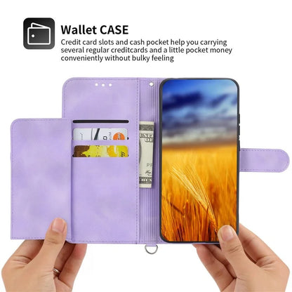 For Oppo A58 4G Case Wallet Skin-touch Phone Cover with Hand Strap + Shoulder Strap