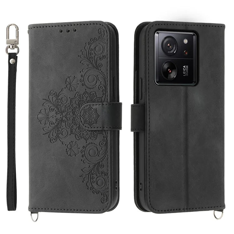 For Xiaomi 13T / 13T Pro / Redmi K60 Ultra Case Wallet Phone Leather Cover with Hand Strap + Shoulder Strap