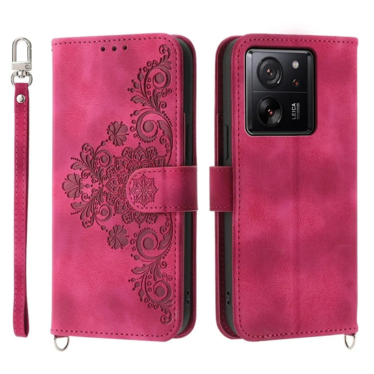For Xiaomi 13T / 13T Pro / Redmi K60 Ultra Case Wallet Phone Leather Cover with Hand Strap + Shoulder Strap