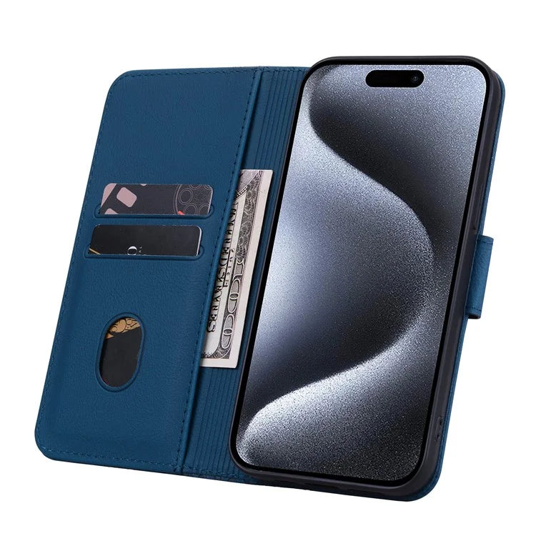 For iPhone 15 Pro Case PU Leather Imprinted Stand Wallet Phone Cover