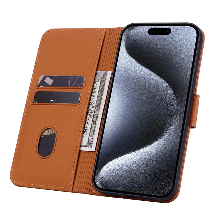 For iPhone 15 Pro Case PU Leather Imprinted Stand Wallet Phone Cover