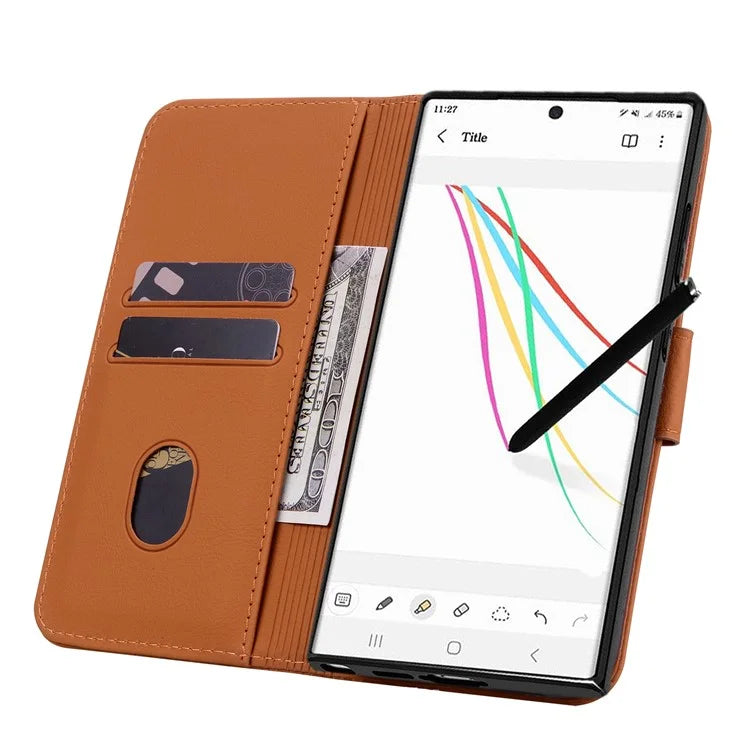 For Samsung Galaxy S23 Ultra Case Imprinted PU Leather Flip Shell Phone Cover