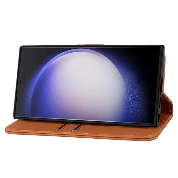 For Samsung Galaxy S23 Ultra Case Imprinted PU Leather Flip Shell Phone Cover