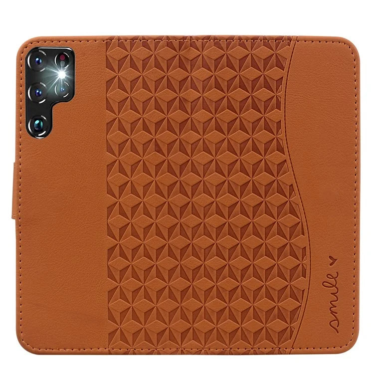 For Samsung Galaxy S23 Ultra Case Imprinted PU Leather Flip Shell Phone Cover