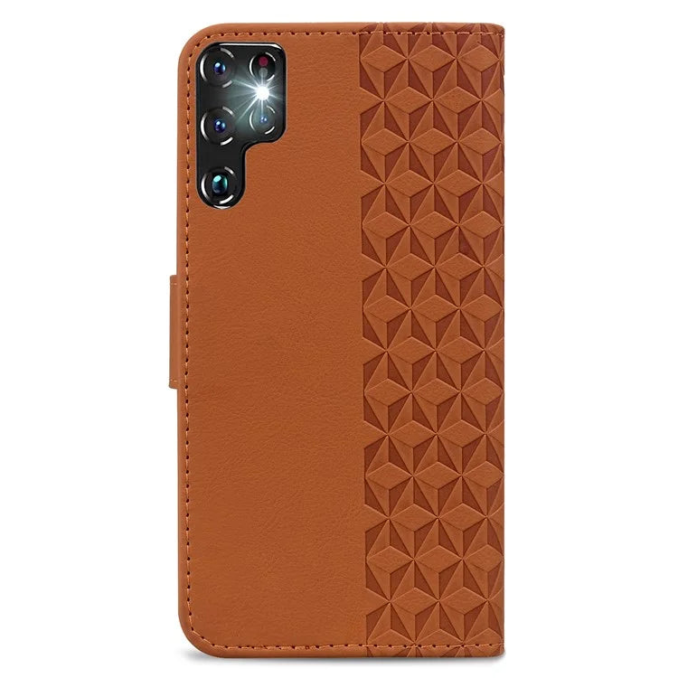 For Samsung Galaxy S23 Ultra Case Imprinted PU Leather Flip Shell Phone Cover
