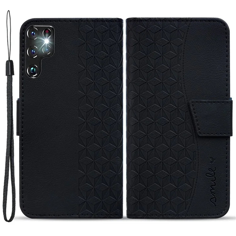 For Samsung Galaxy S23 Ultra Case Imprinted PU Leather Flip Shell Phone Cover