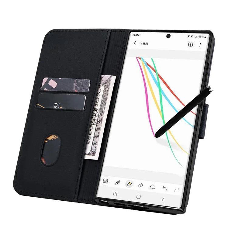 For Samsung Galaxy S23 Ultra Case Imprinted PU Leather Flip Shell Phone Cover