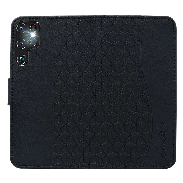For Samsung Galaxy S23 Ultra Case Imprinted PU Leather Flip Shell Phone Cover