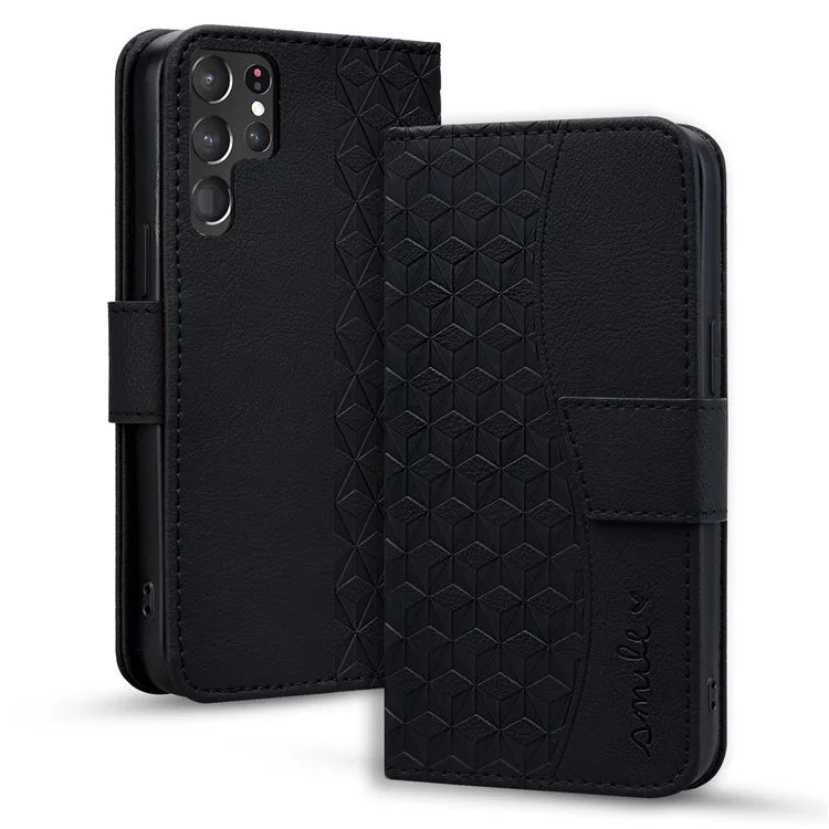 For Samsung Galaxy S23 Ultra Case Imprinted PU Leather Flip Shell Phone Cover