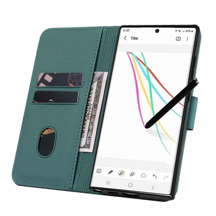 For Samsung Galaxy S23 Ultra Case Imprinted PU Leather Flip Shell Phone Cover