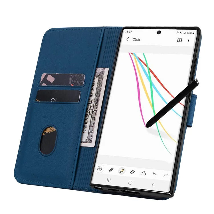 For Samsung Galaxy S23 Ultra Case Imprinted PU Leather Flip Shell Phone Cover