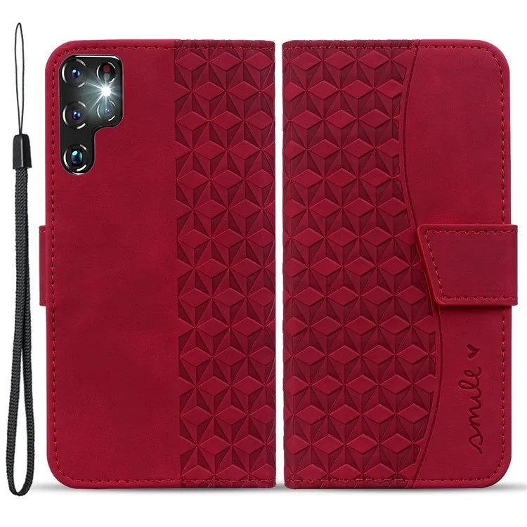 For Samsung Galaxy S23 Ultra Case Imprinted PU Leather Flip Shell Phone Cover