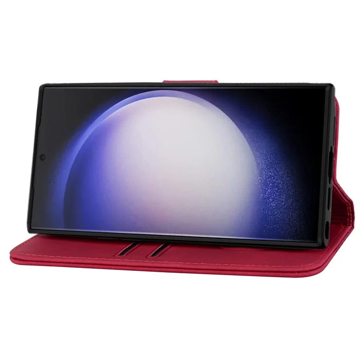 For Samsung Galaxy S23 Ultra Case Imprinted PU Leather Flip Shell Phone Cover
