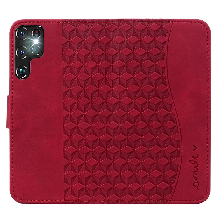 For Samsung Galaxy S23 Ultra Case Imprinted PU Leather Flip Shell Phone Cover