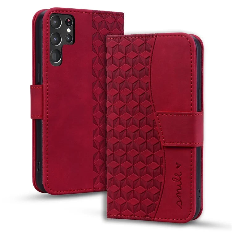 For Samsung Galaxy S23 Ultra Case Imprinted PU Leather Flip Shell Phone Cover