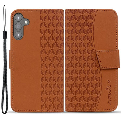For Samsung Galaxy A34 5G Case Rhombus Imprinted PU Leather Phone Wallet Cover