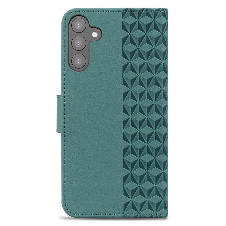 For Samsung Galaxy A34 5G Case Rhombus Imprinted PU Leather Phone Wallet Cover