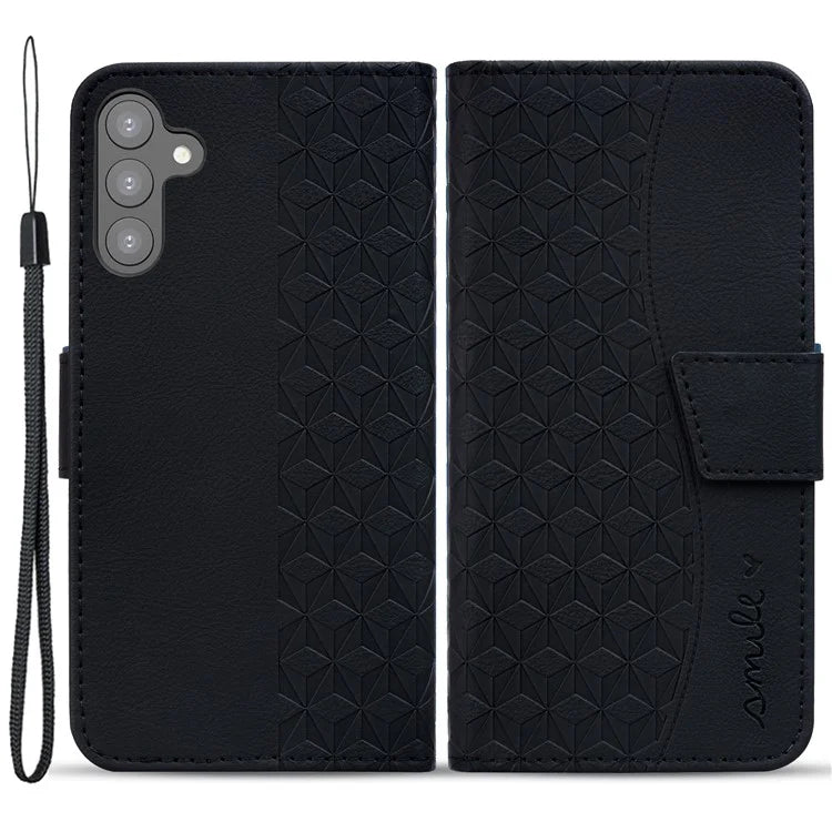 For Samsung Galaxy A34 5G Case Rhombus Imprinted PU Leather Phone Wallet Cover
