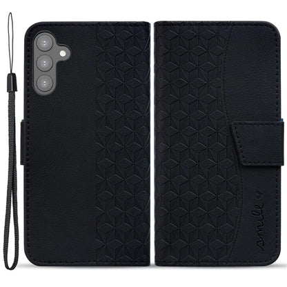 For Samsung Galaxy A34 5G Case Rhombus Imprinted PU Leather Phone Wallet Cover