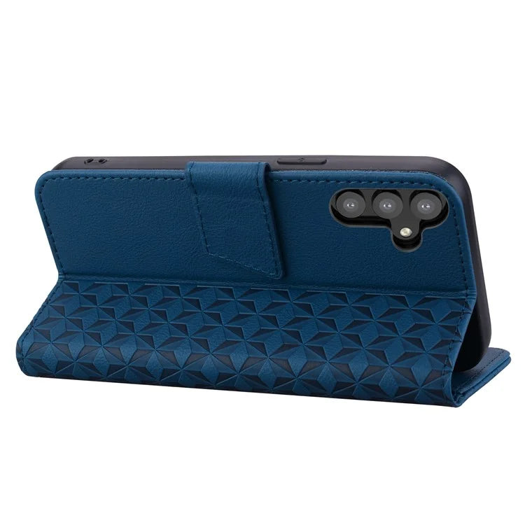 For Samsung Galaxy A34 5G Case Rhombus Imprinted PU Leather Phone Wallet Cover
