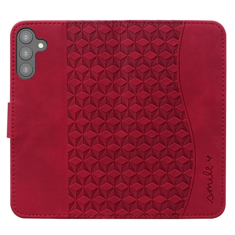 For Samsung Galaxy A34 5G Case Rhombus Imprinted PU Leather Phone Wallet Cover
