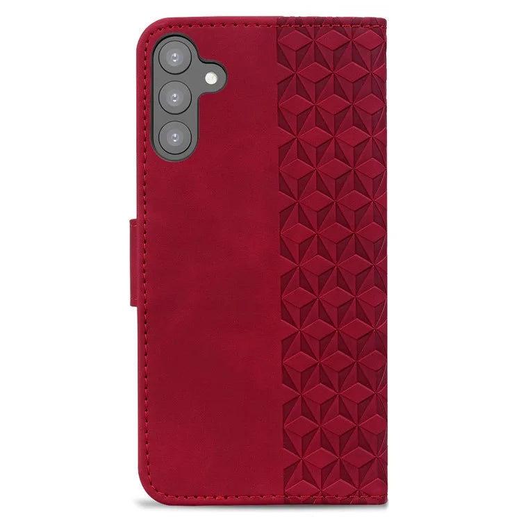 For Samsung Galaxy A34 5G Case Rhombus Imprinted PU Leather Phone Wallet Cover