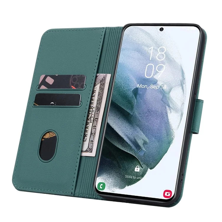 For Samsung Galaxy S23 FE Case Rhombus Imprinted Business Leather Wallet Phone Cover