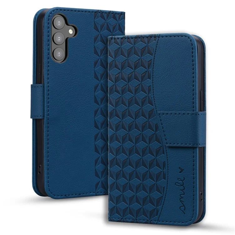 For Samsung Galaxy S23 FE Case Rhombus Imprinted Business Leather Wallet Phone Cover