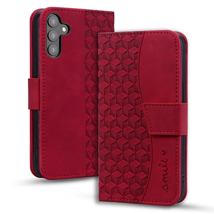 For Samsung Galaxy S23 FE Case Rhombus Imprinted Business Leather Wallet Phone Cover