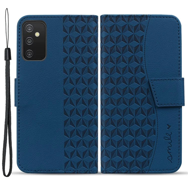 For Samsung Galaxy A54 5G Case Rhombus Imprinted Anti-drop PU Leather Smartphone Cover