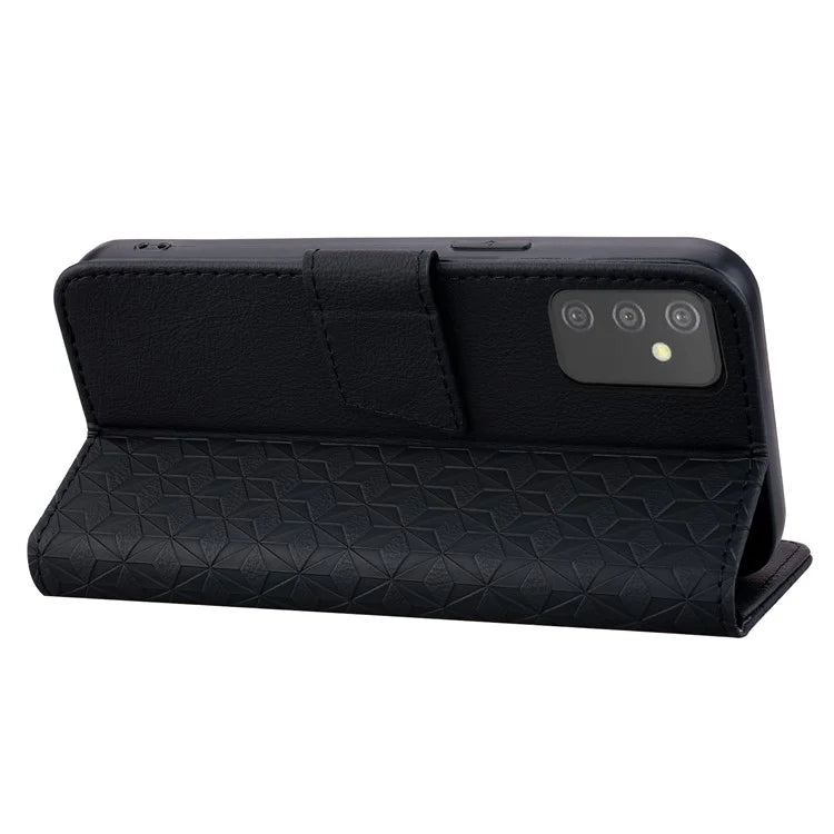 For Samsung Galaxy A54 5G Case Rhombus Imprinted Anti-drop PU Leather Smartphone Cover