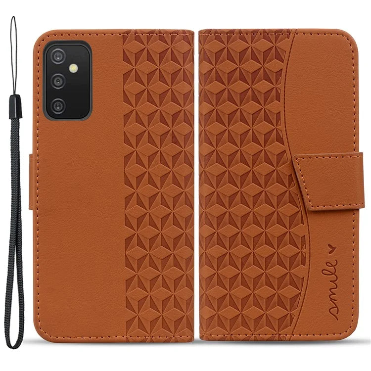 For Samsung Galaxy A54 5G Case Rhombus Imprinted Anti-drop PU Leather Smartphone Cover