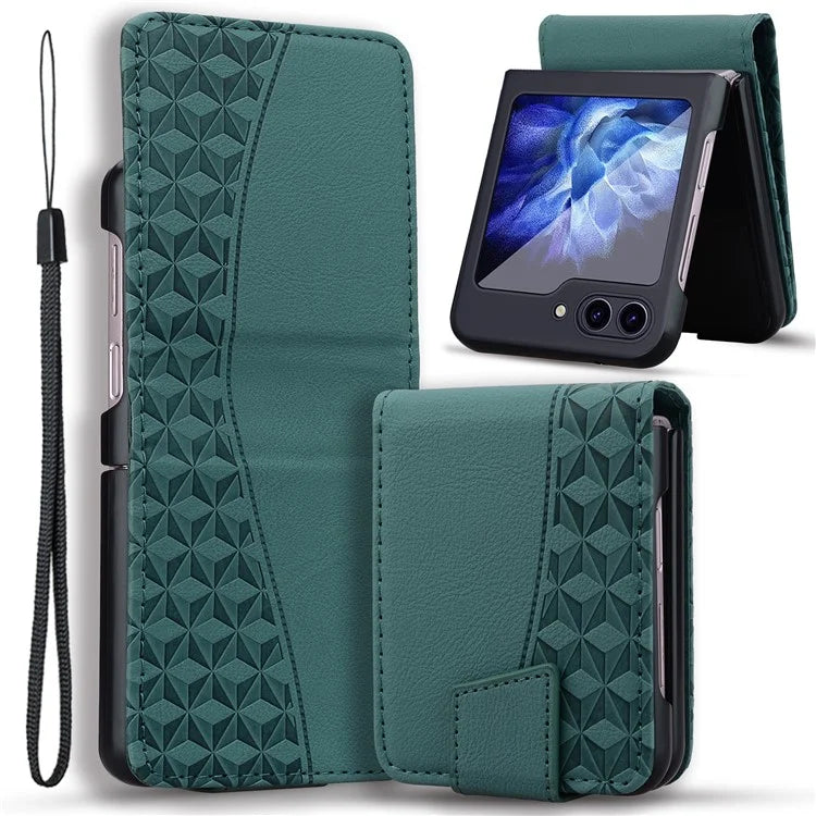 For Samsung Galaxy Z Flip5 5G Case Imprinted PU Leather+PC Phone Cover
