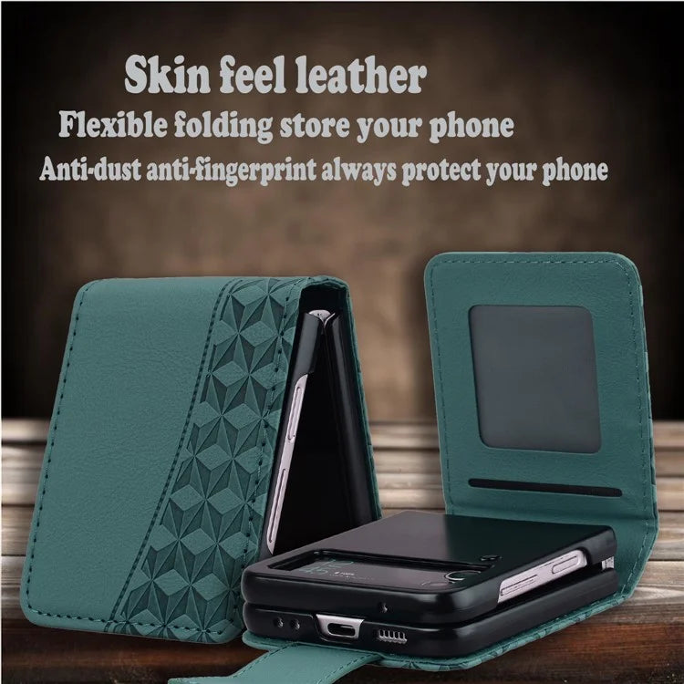 For Samsung Galaxy Z Flip5 5G Case Imprinted PU Leather+PC Phone Cover