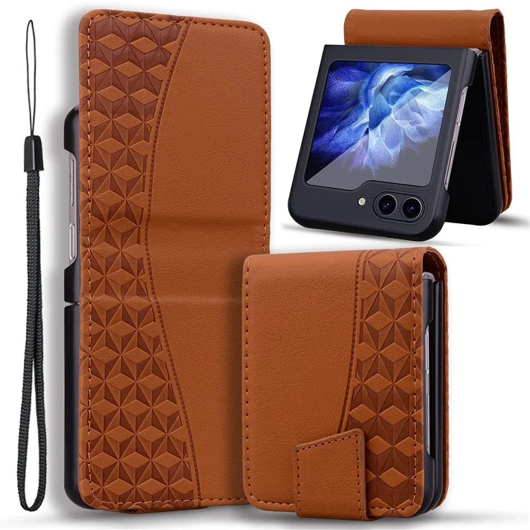 For Samsung Galaxy Z Flip5 5G Case Imprinted PU Leather+PC Phone Cover