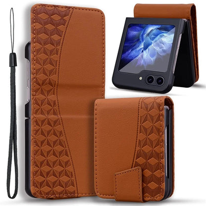 For Samsung Galaxy Z Flip5 5G Case Imprinted PU Leather+PC Phone Cover