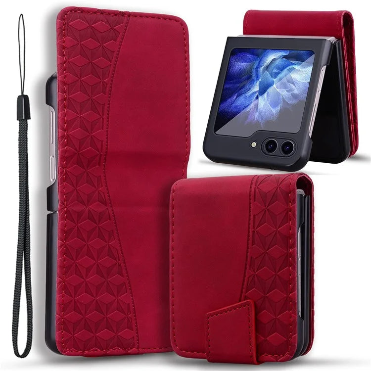 For Samsung Galaxy Z Flip5 5G Case Imprinted PU Leather+PC Phone Cover