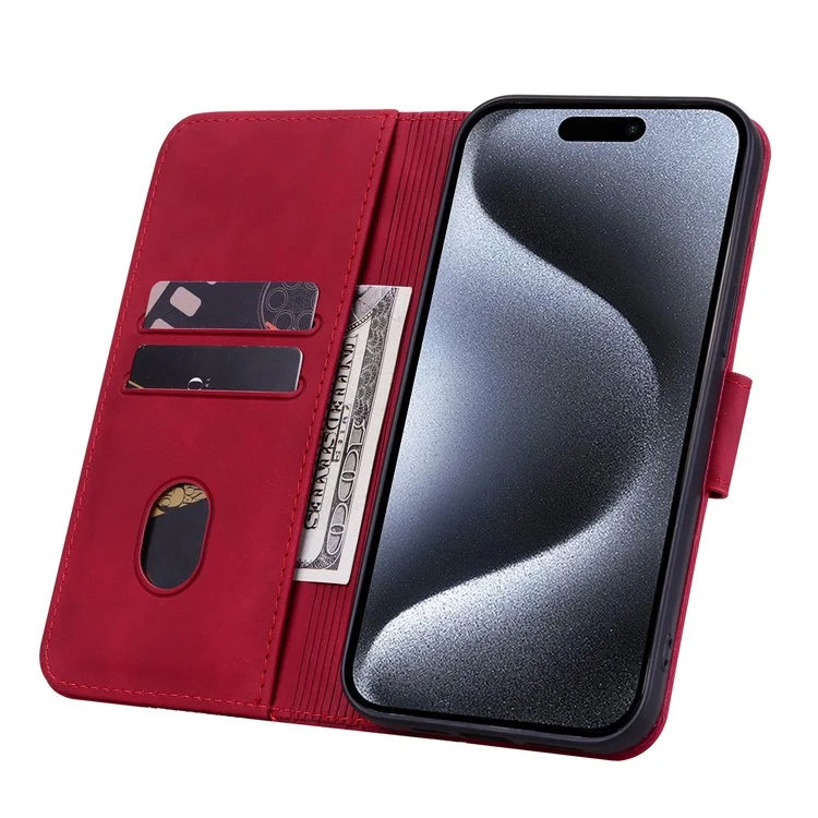 For iPhone 15 Pro Max Case PU Leather Wallet Imprinted Phone Stand Cover
